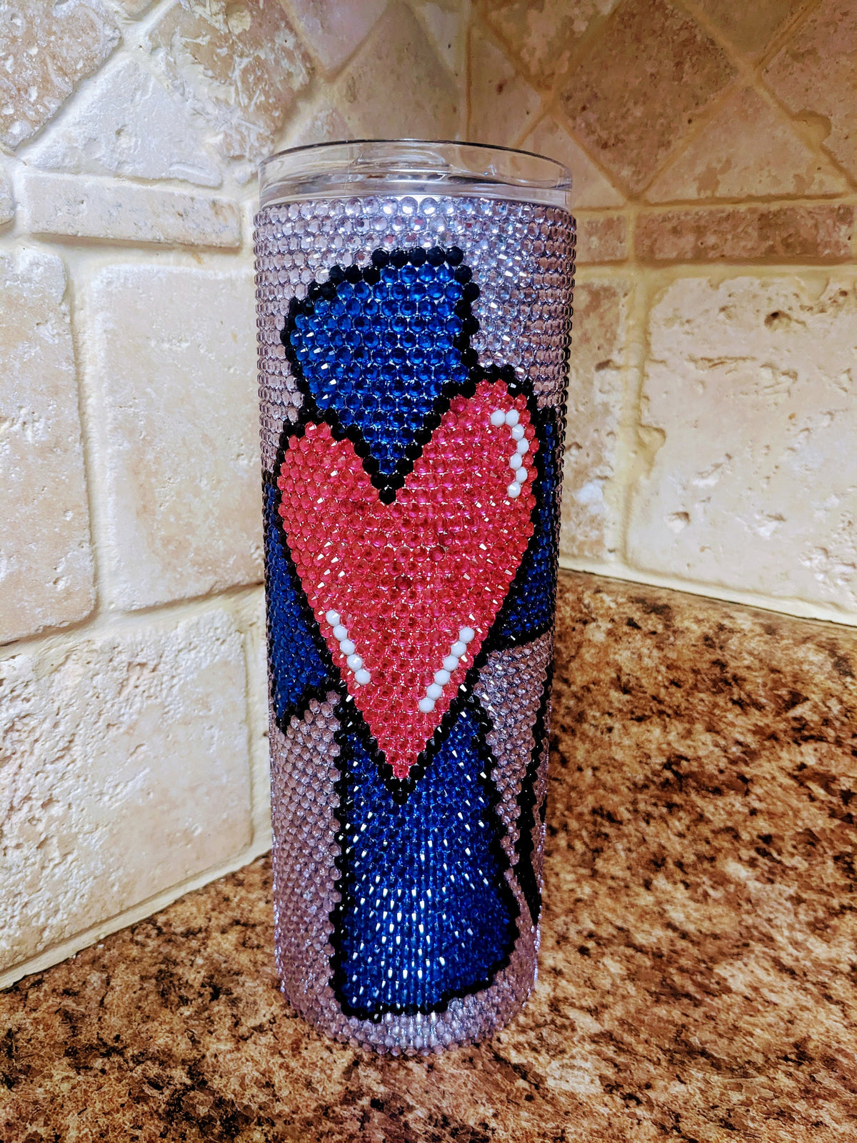 Saved By Grace Rhinestone 20oz skinny tumbler