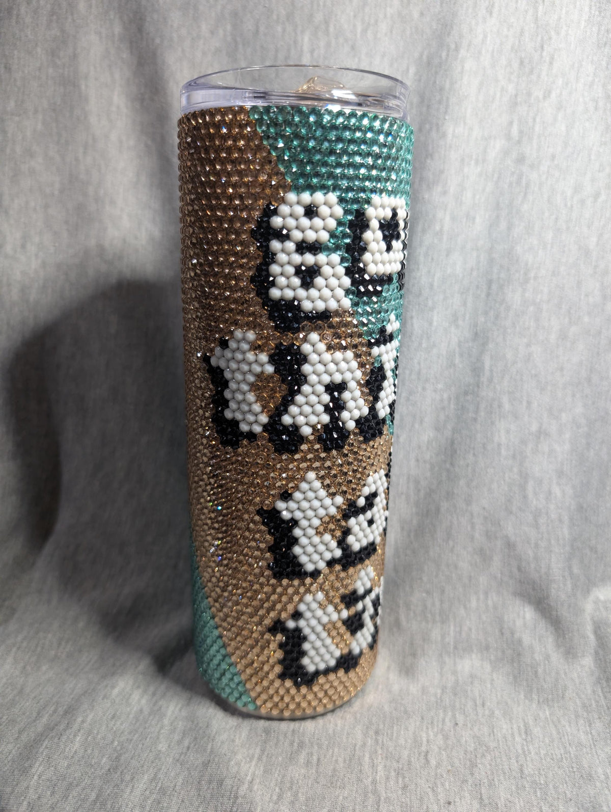 20 oz  Good things take time Rhinestone skinny tumbler