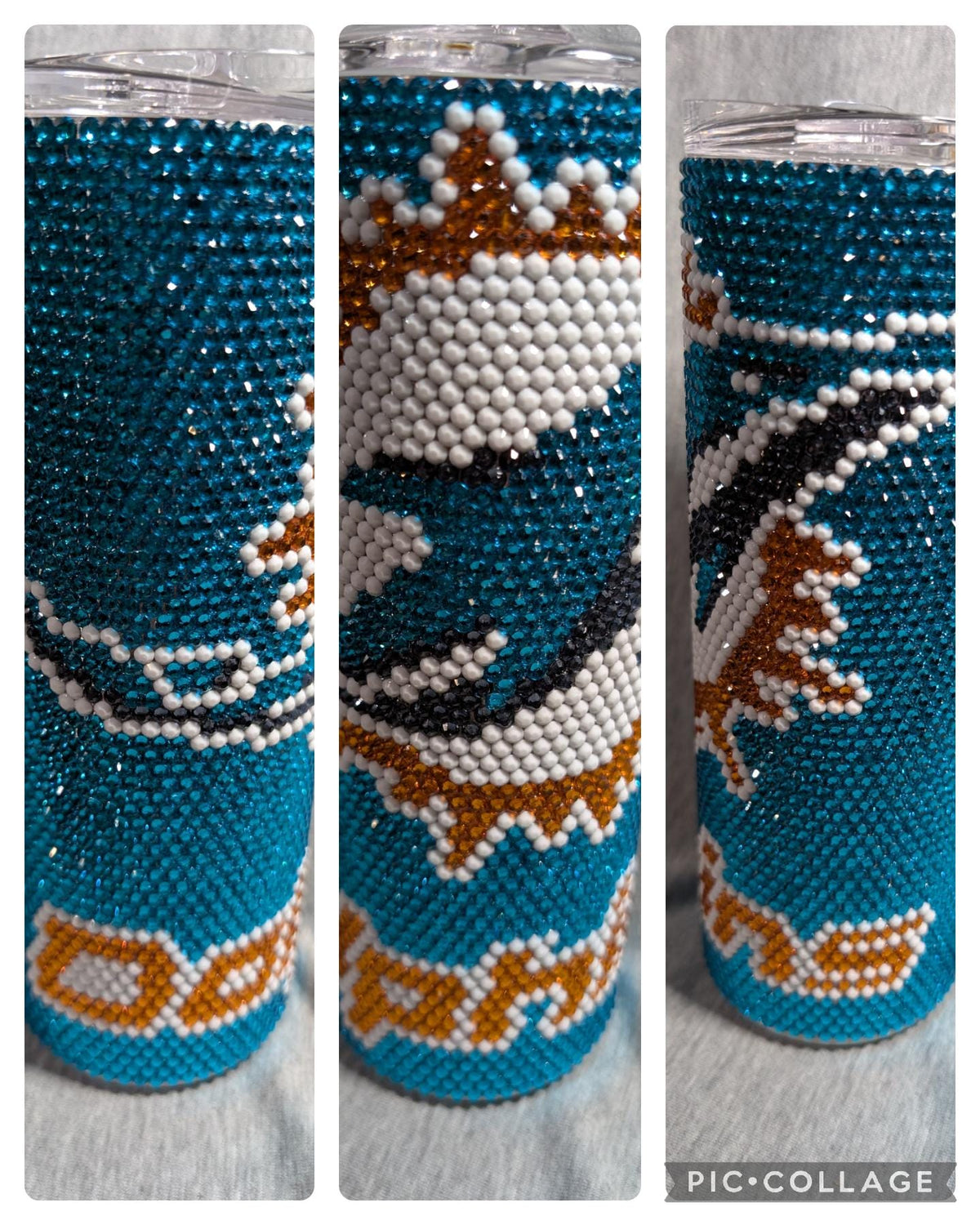 Dolphins football tumbler