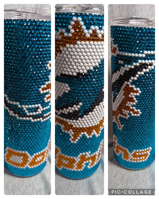 Dolphins football tumbler
