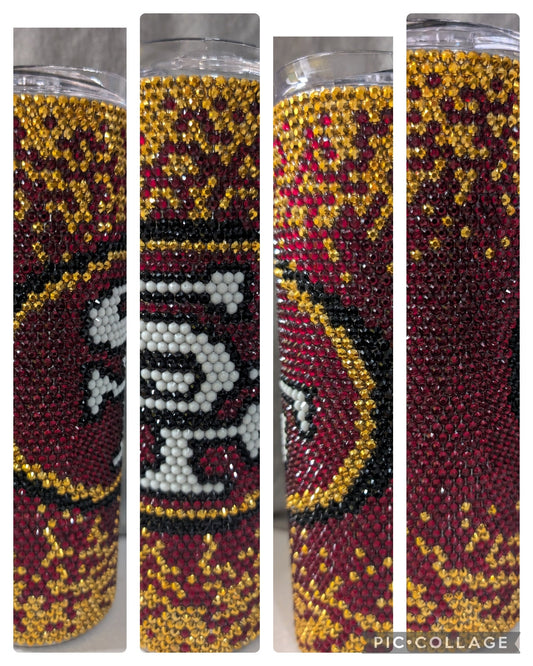 San Franscisco Football Team Rhinestone 20 oz skinny tumbler