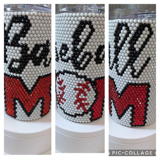 Baseball Mom 14oz skinny Rhinestone tumbler