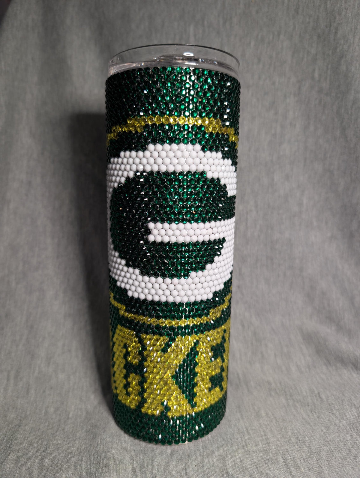 Greenbay Football Team Rhinestone skinny tumbler