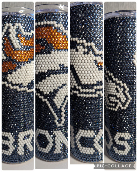 Denver (blue)  Football Team Rhinestone skinny tumbler