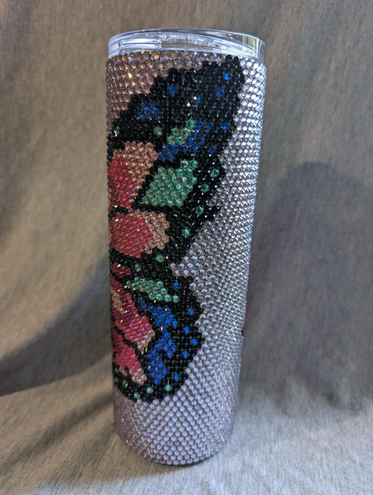 Butterfly flower rhinestone tumbler