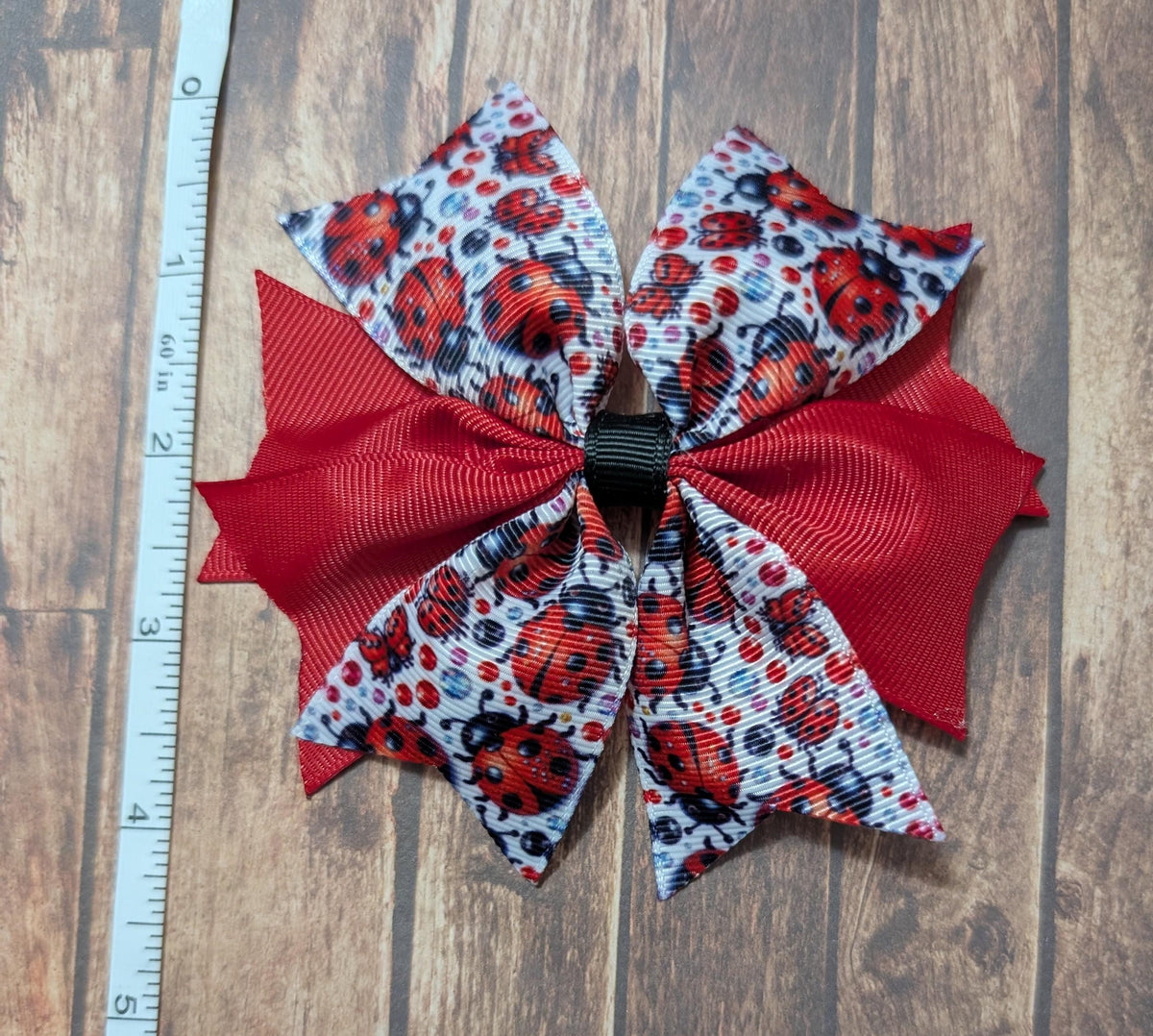Ladybug Grosgrain Ribbon Hair Bow