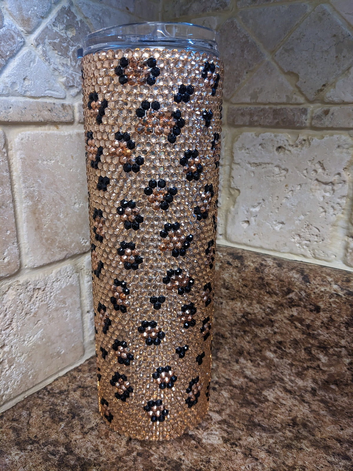 Rhinestone Leopard Cup