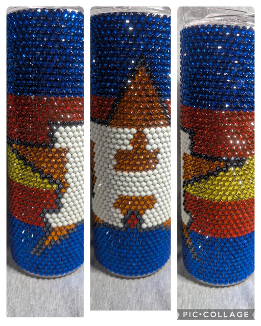 Houston Texas Baseball Team Striped Rhinestone (blue)