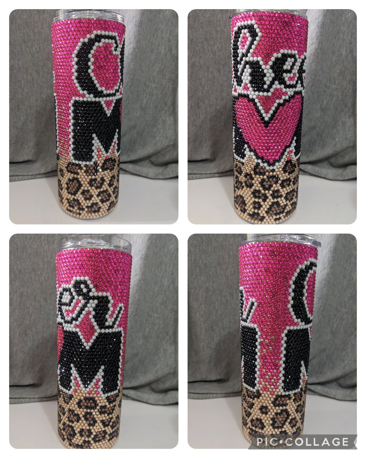 Leopard Cheer Mom Rhinestone 20 oz skinny tumbler
