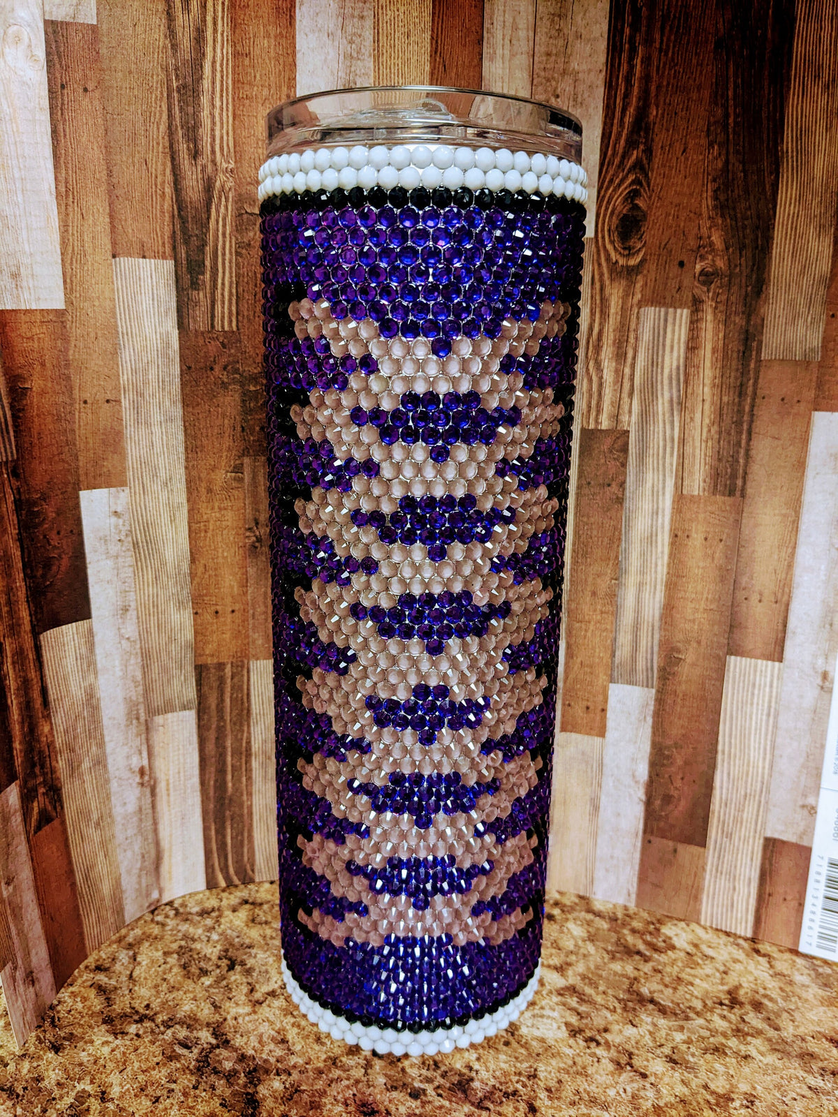 Purple Tennis Shoe glow in the dark laces 30 oz skinny tumbler
