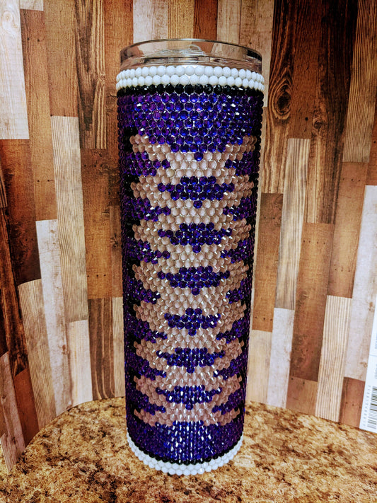 Purple Tennis Shoe glow in the dark laces 30 oz skinny tumbler
