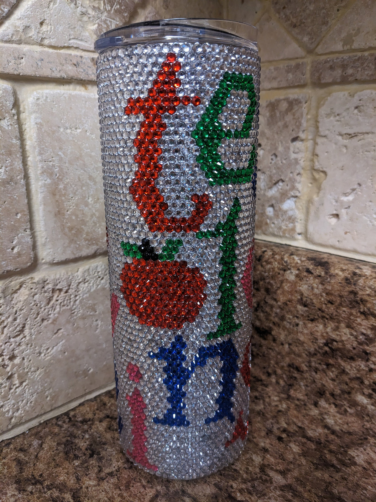 Teach Love Inspire Rhinestone 20oz skinny tumbler