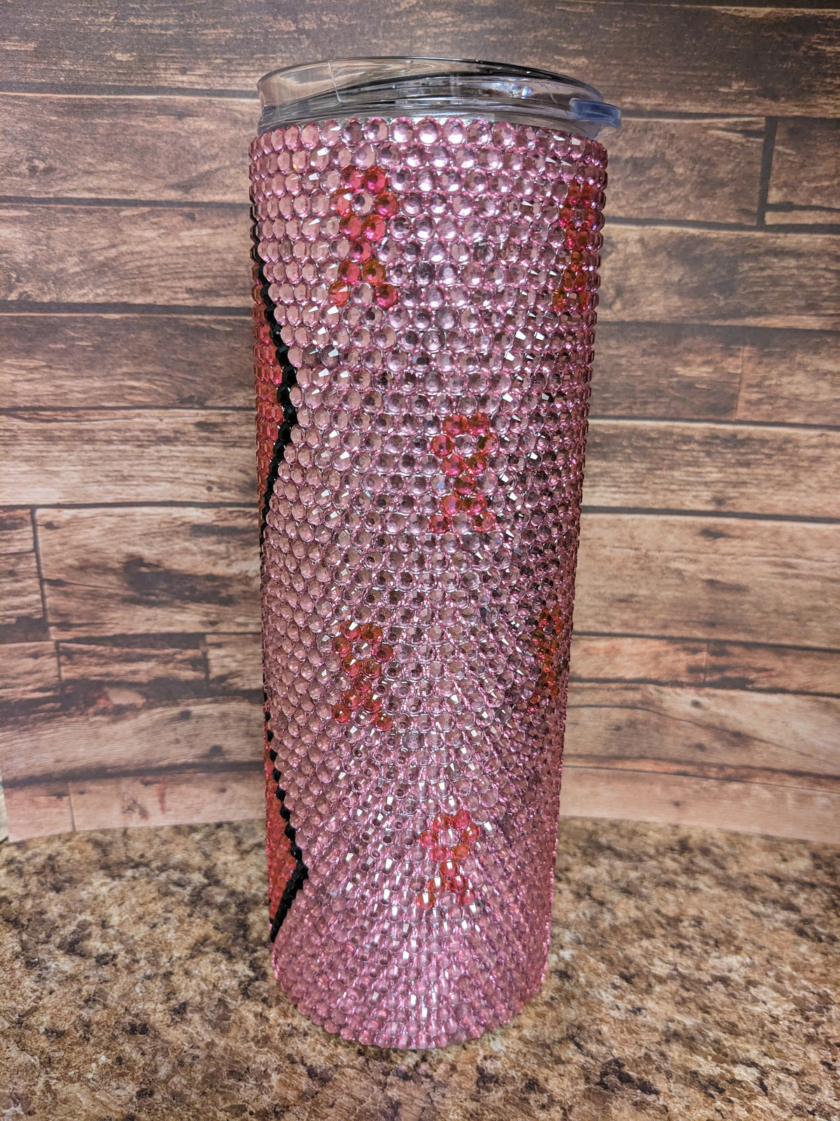 20 oz Cancer Awareness Rhinestone skinny tumbler