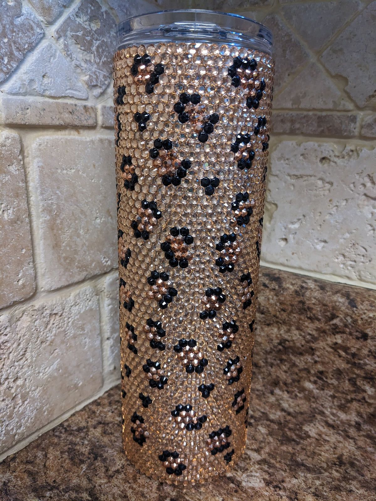 Rhinestone Leopard Cup