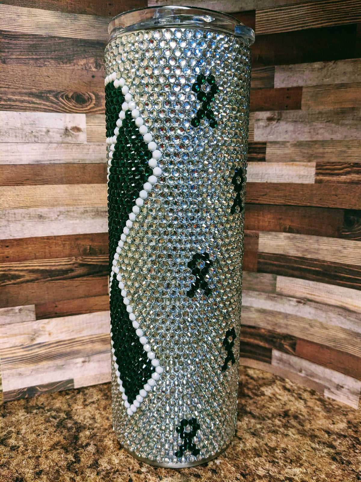 Awareness (Emerald Green) Rhinestone skinny tumbler