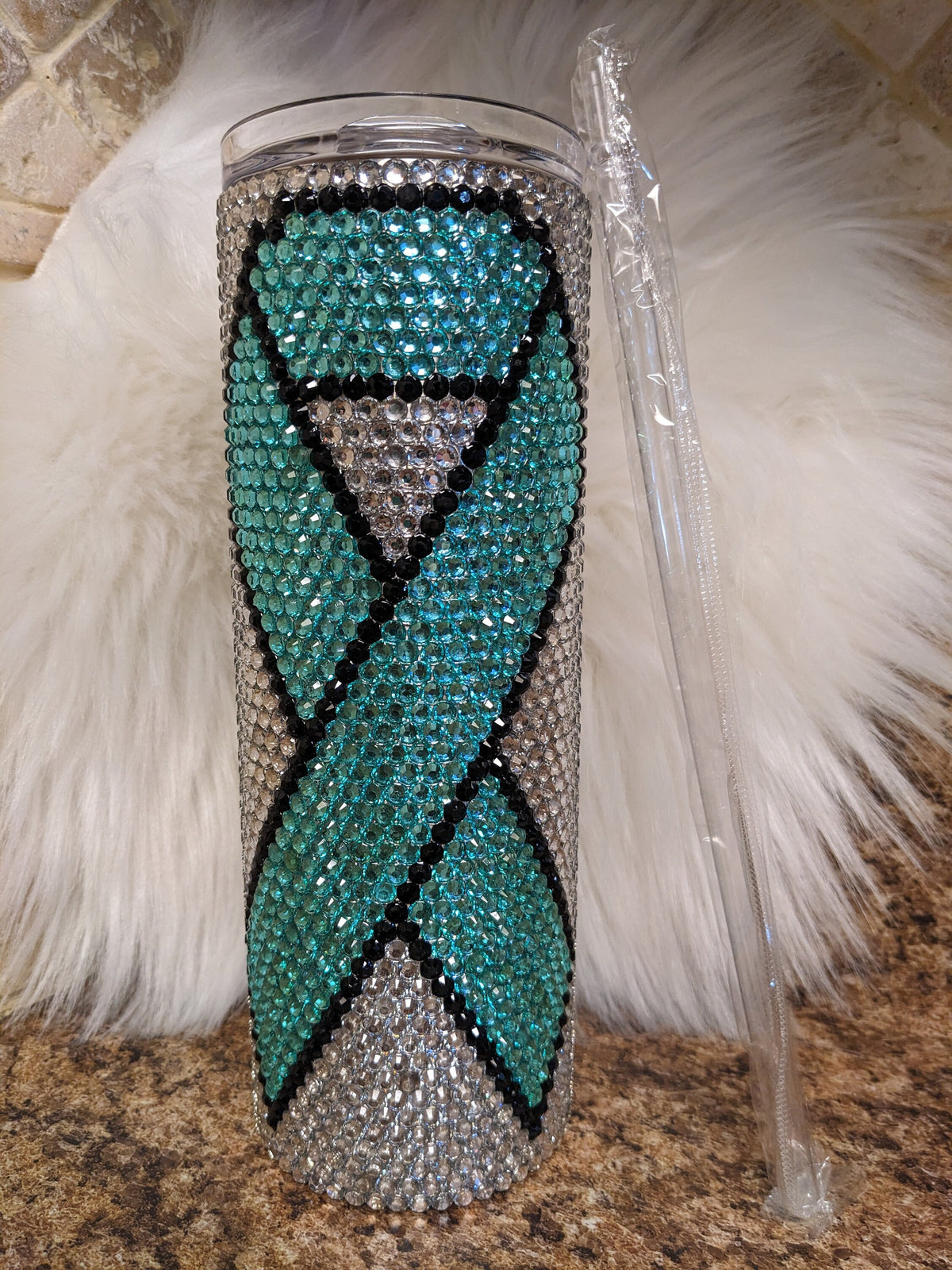 Cancer Awareness Rhinestone 20oz skinny tumbler
