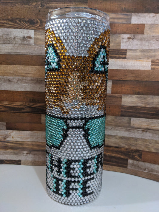 20 oz Cheer Life Rhinestone skinny tumbler