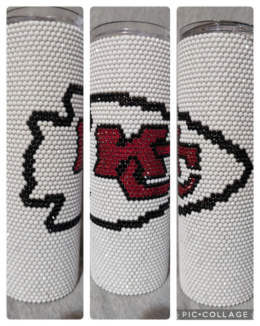 Kansas City  Football Team Rhinestone 20 oz skinny tumbler