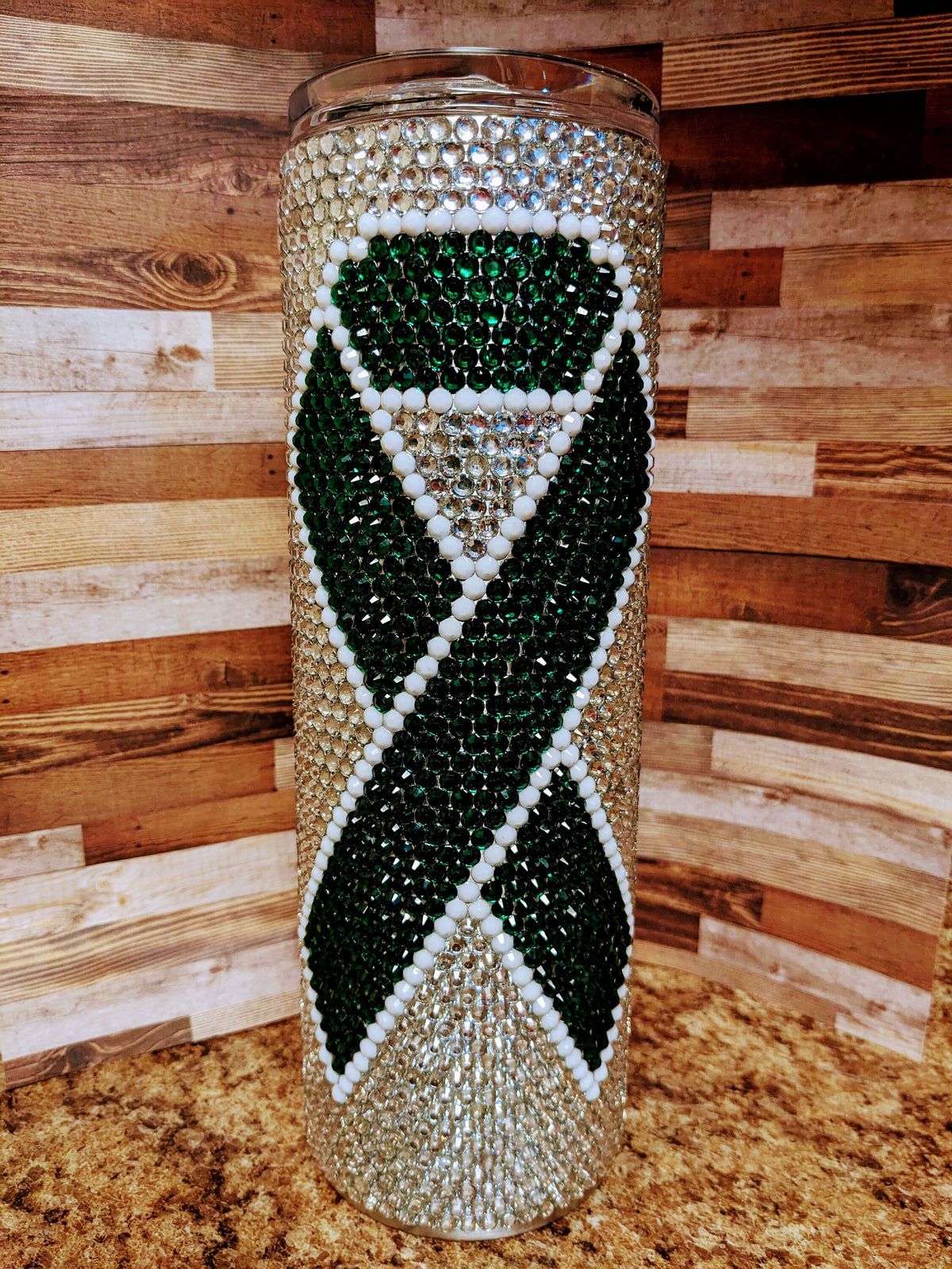 Awareness (Emerald Green) Rhinestone skinny tumbler