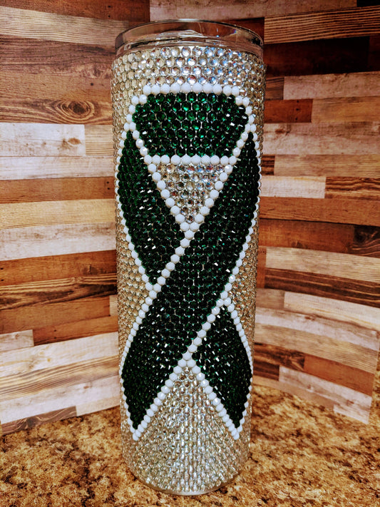 Awareness (Emerald Green) Rhinestone skinny tumbler