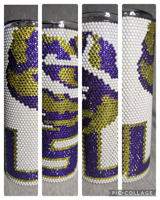Louisiana Football Team Rhinestone 20 oz skinny tumbler