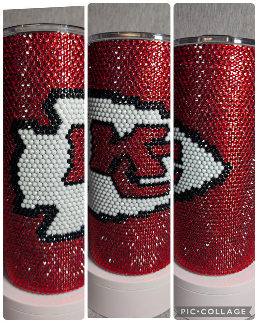 Kansas City Football Team Rhinestone 20 oz chubby/thick tumbler