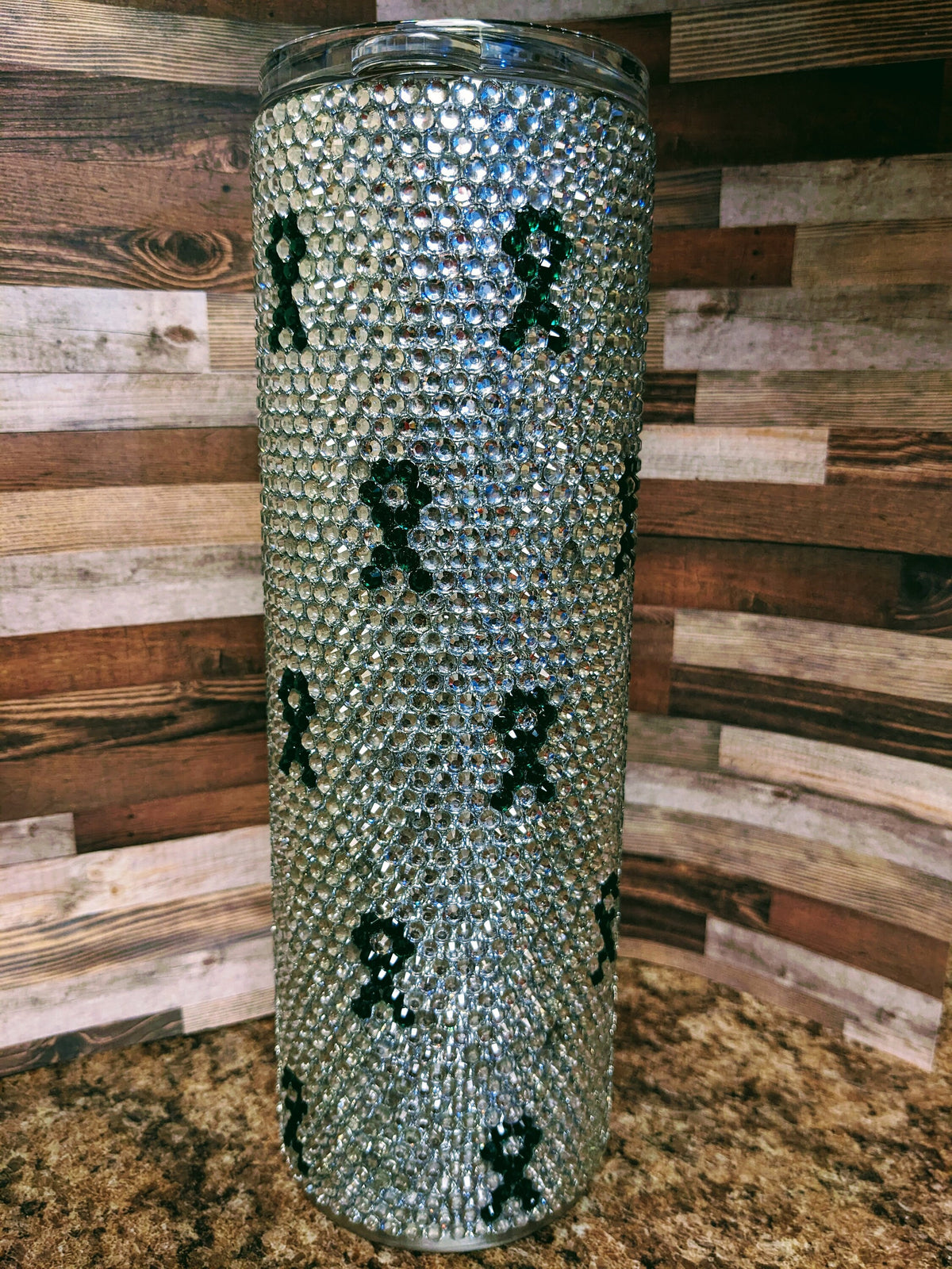 Awareness (Emerald Green) Rhinestone skinny tumbler