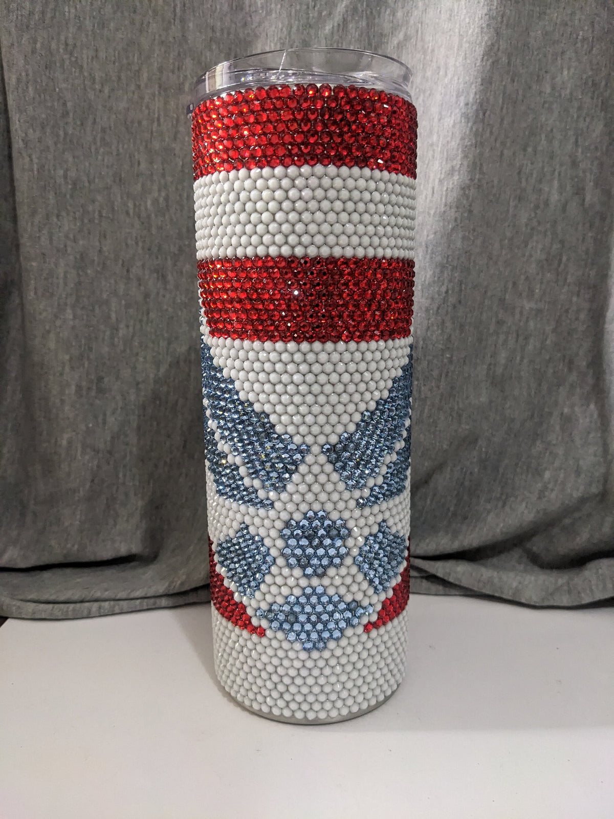 Military Air Force Rhinestone 20 oz skinny tumbler