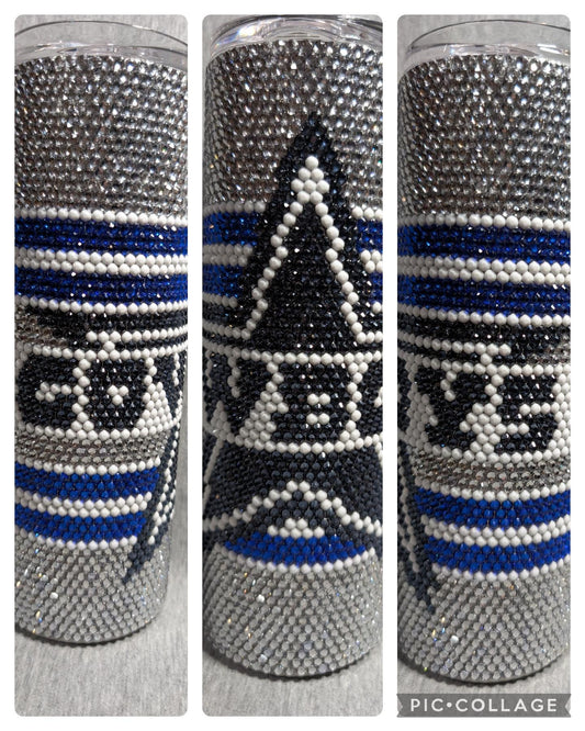 Cowboys Football Team Rhinestone 20 oz skinny tumbler