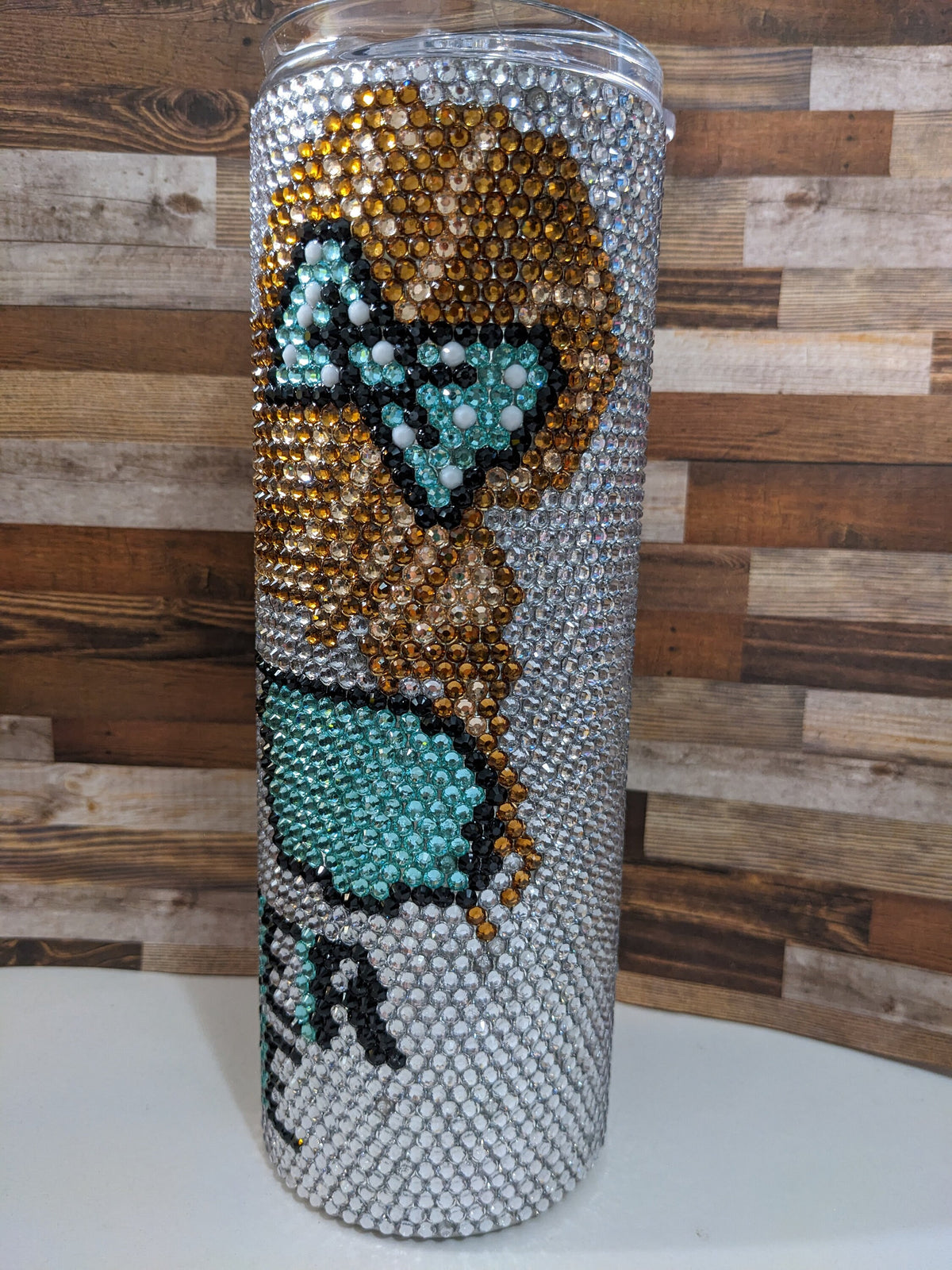 20 oz Cheer Life Rhinestone skinny tumbler