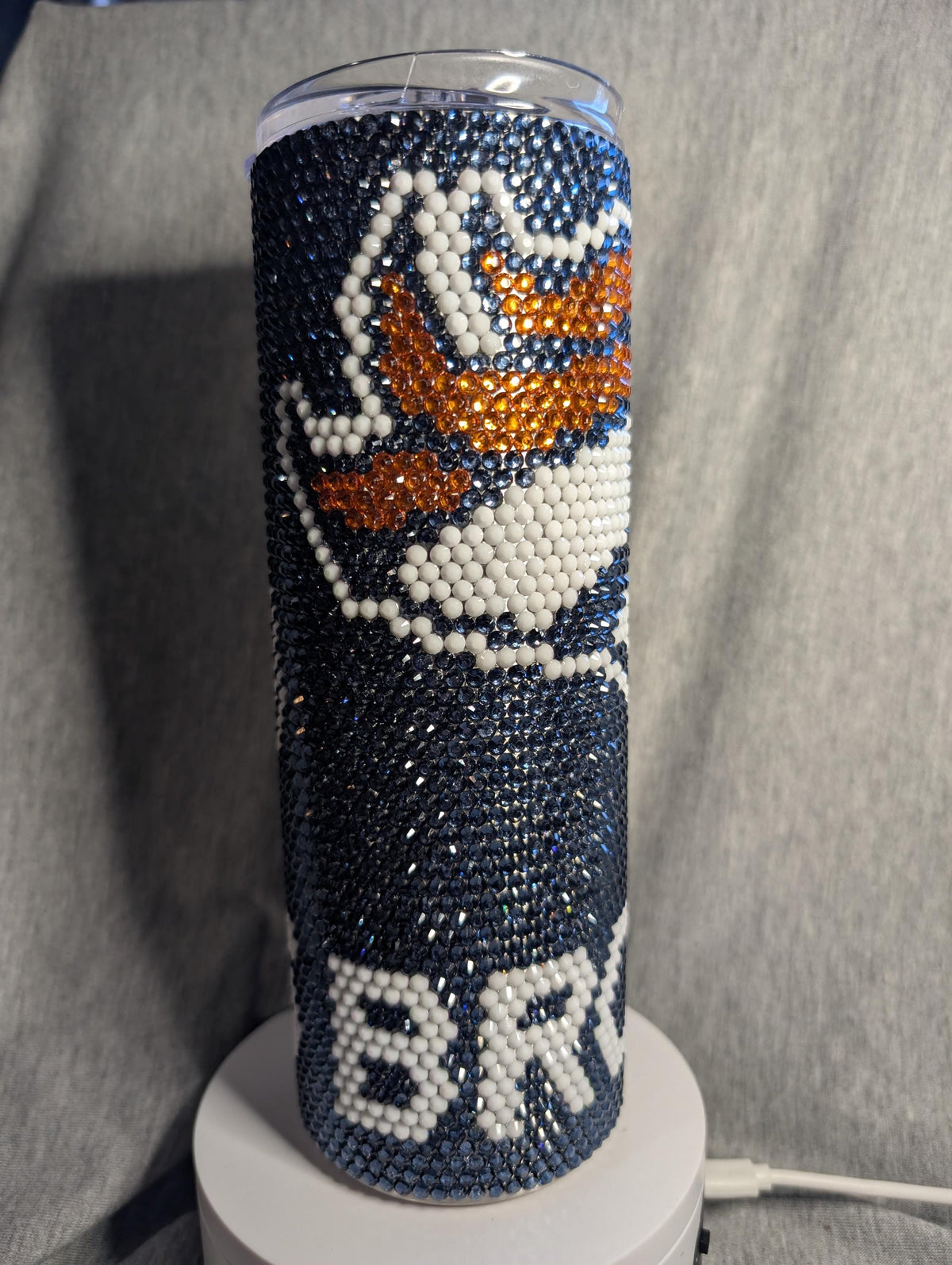 Denver (blue)  Football Team Rhinestone skinny tumbler
