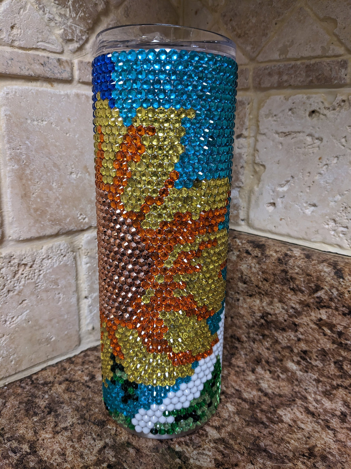 Sunflower Rhinestone 20oz skinny tumbler