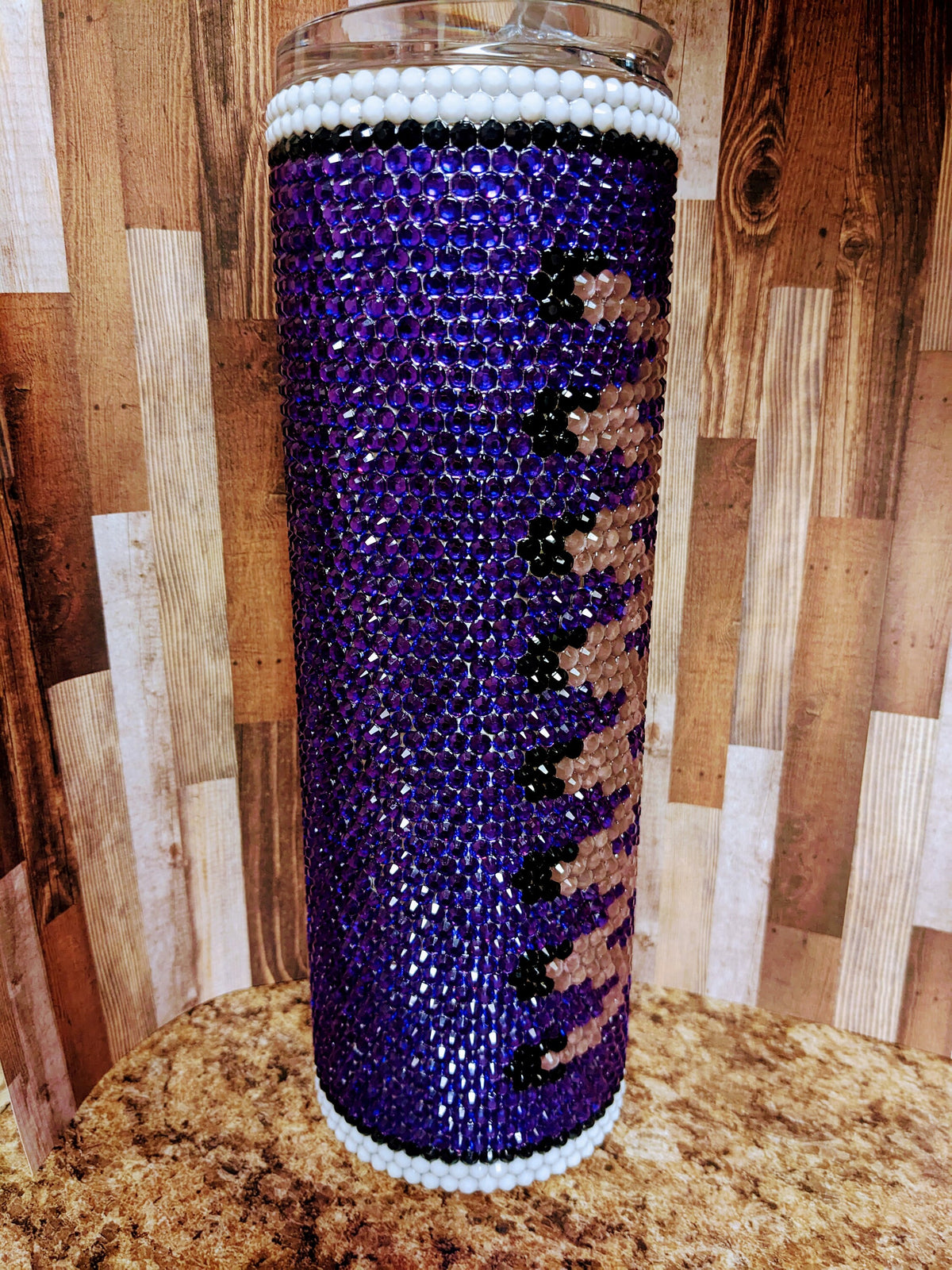 Purple Tennis Shoe glow in the dark laces 30 oz skinny tumbler