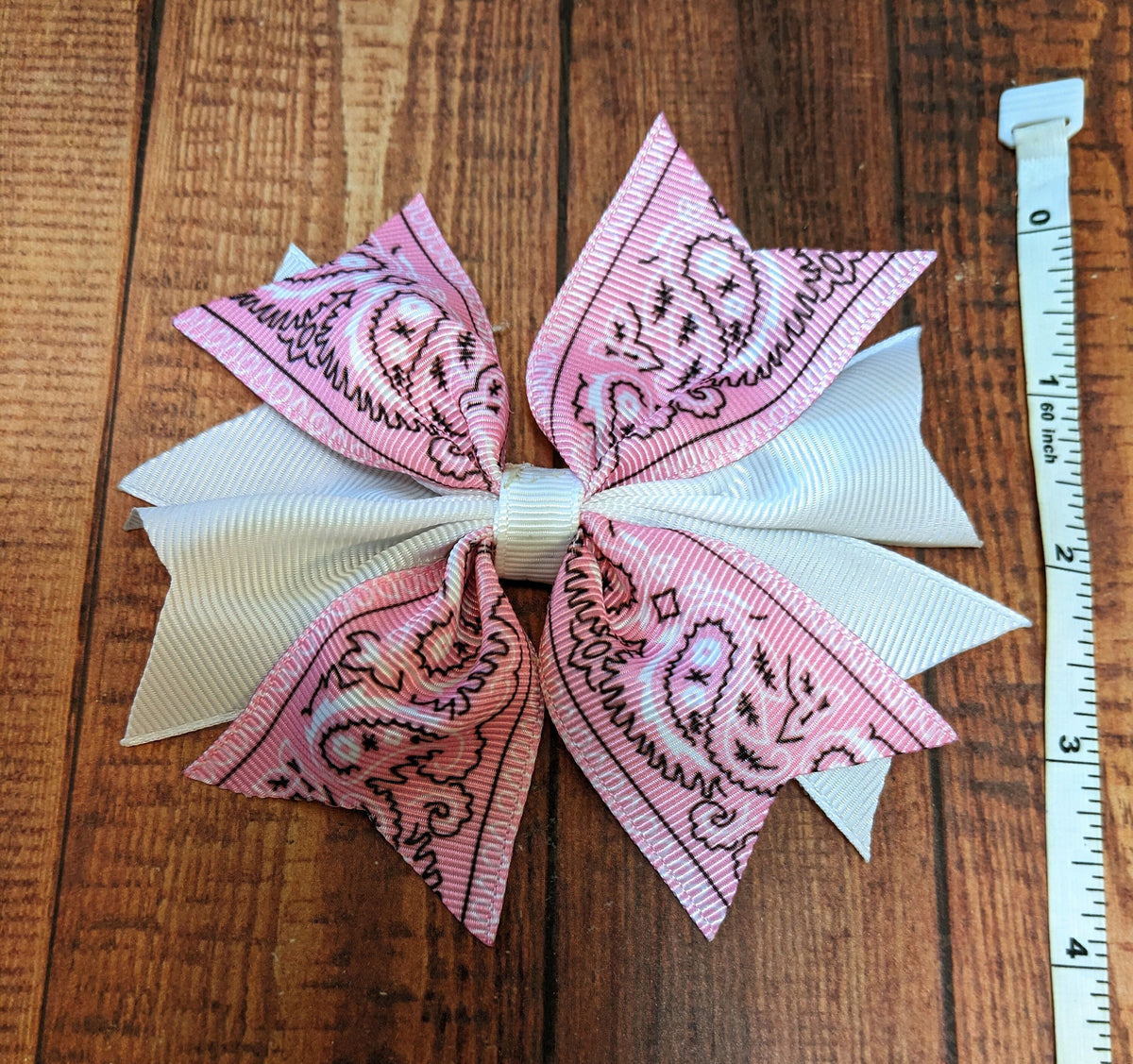 Pink and White Bandana bow set