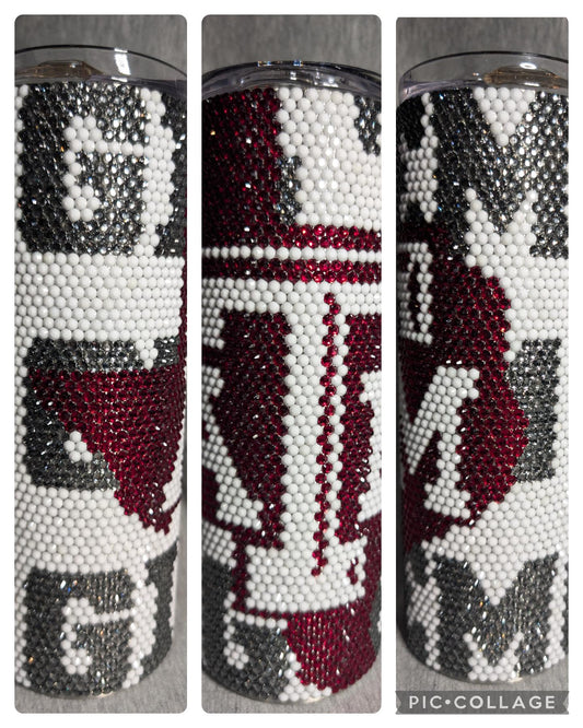 ATM Football Team Rhinestone 20 oz skinny tumbler