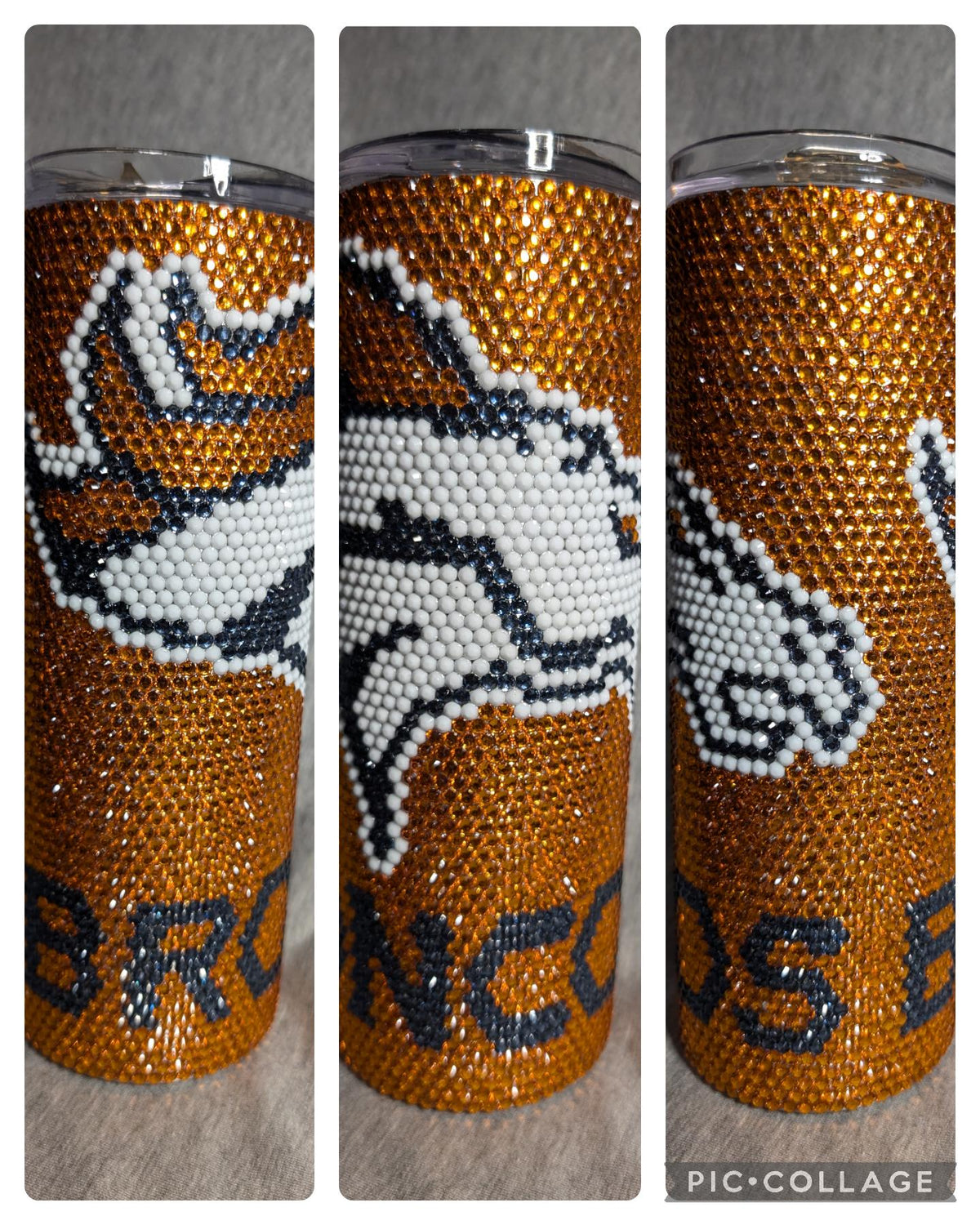 Denver Football Team Rhinestone skinny tumbler