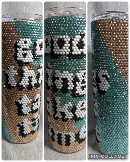 20 oz  Good things take time Rhinestone skinny tumbler