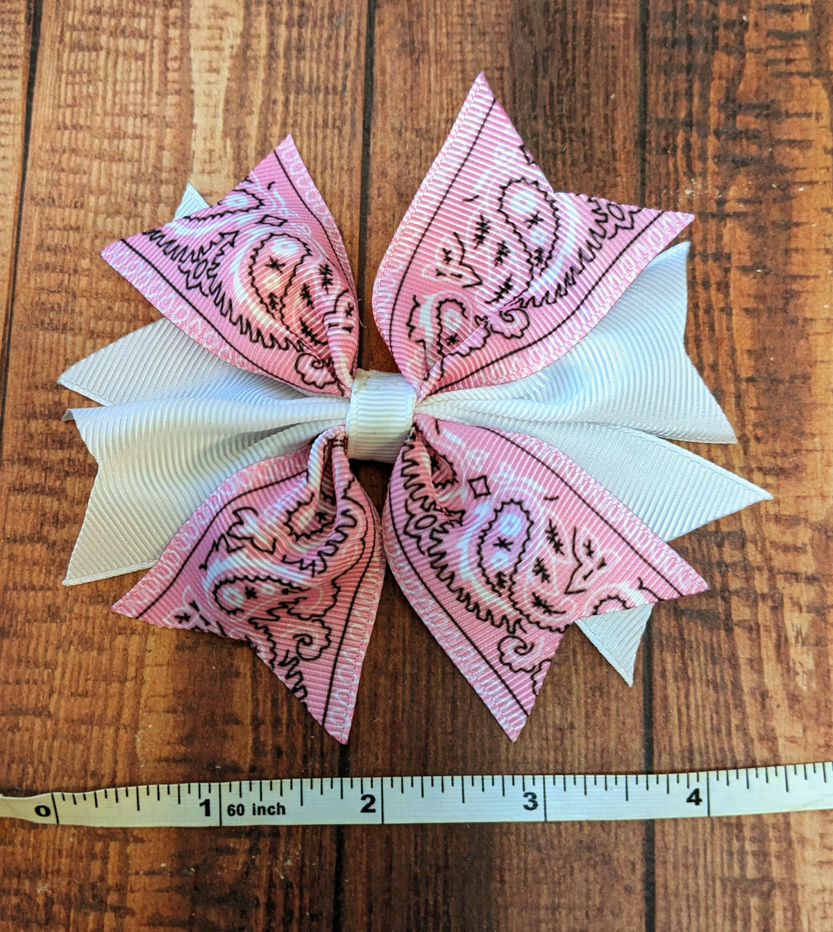 Pink and White Bandana bow set