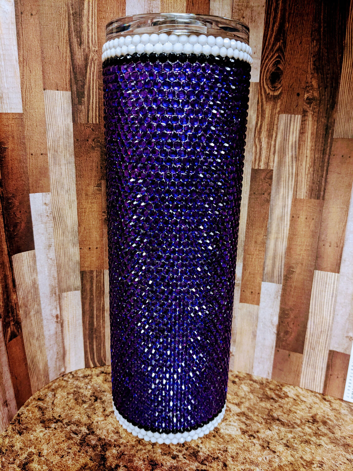 Purple Tennis Shoe glow in the dark laces 30 oz skinny tumbler