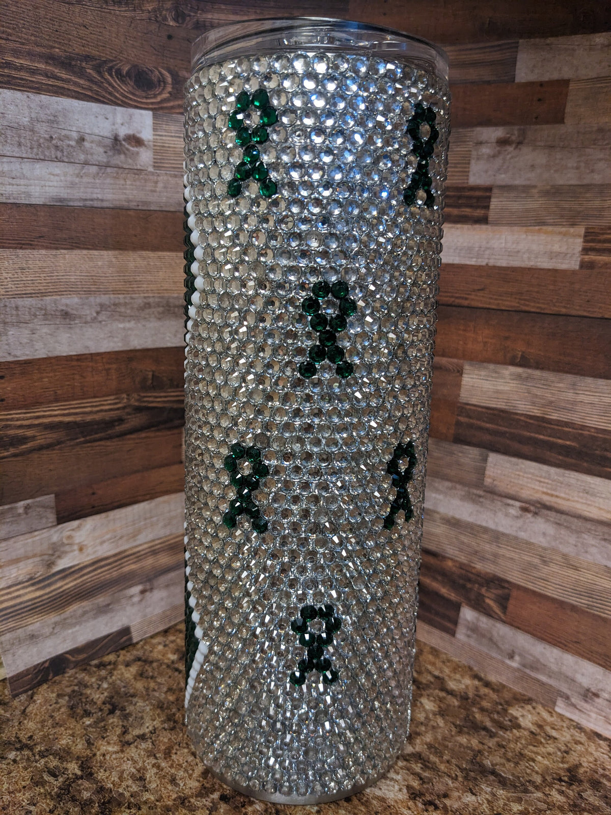Awareness (Emerald Green) Rhinestone skinny tumbler
