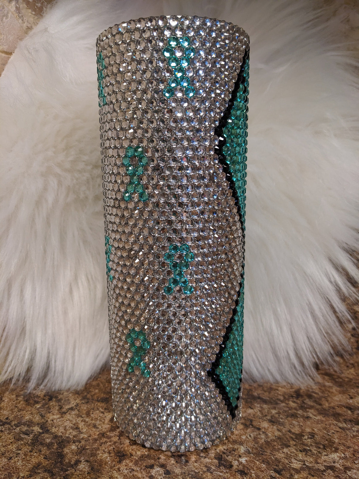 Cancer Awareness Rhinestone 20oz skinny tumbler