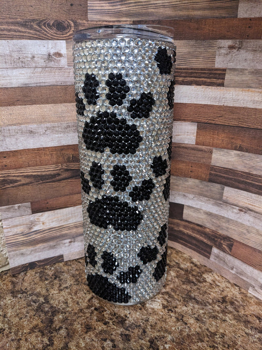 Puppy paw Rhinestone 20oz skinny tumbler