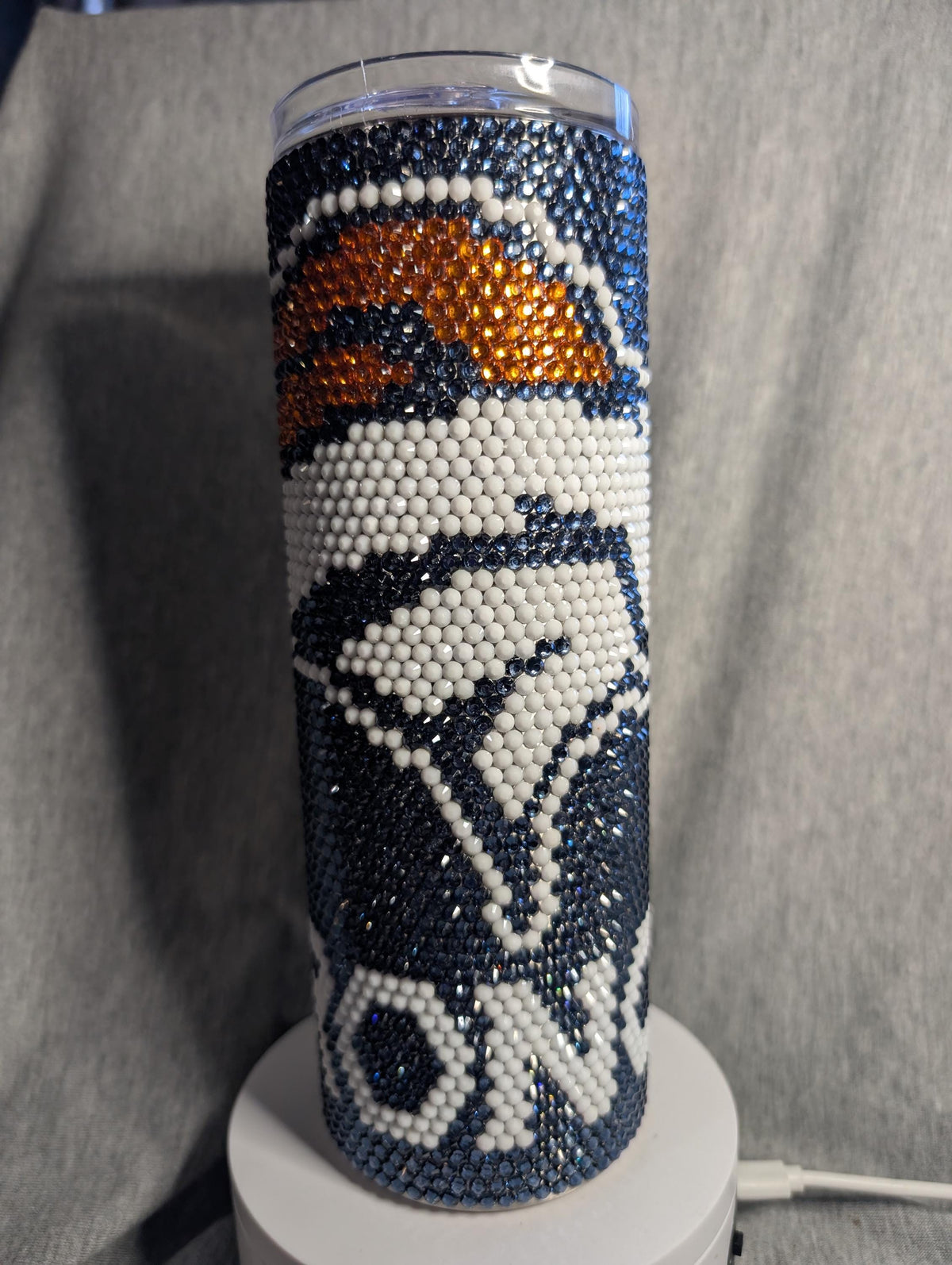 Denver (blue)  Football Team Rhinestone skinny tumbler