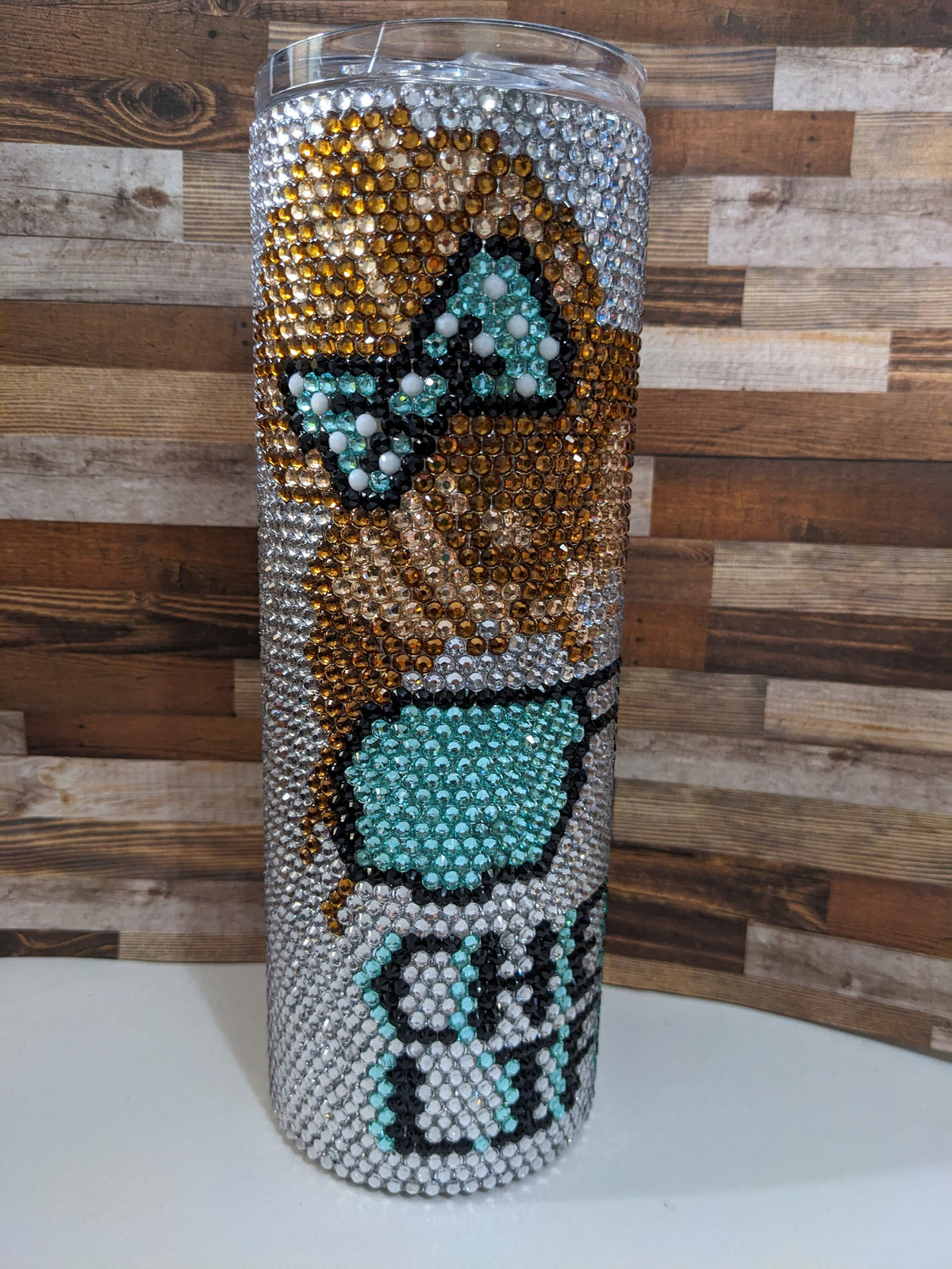 20 oz Cheer Life Rhinestone skinny tumbler