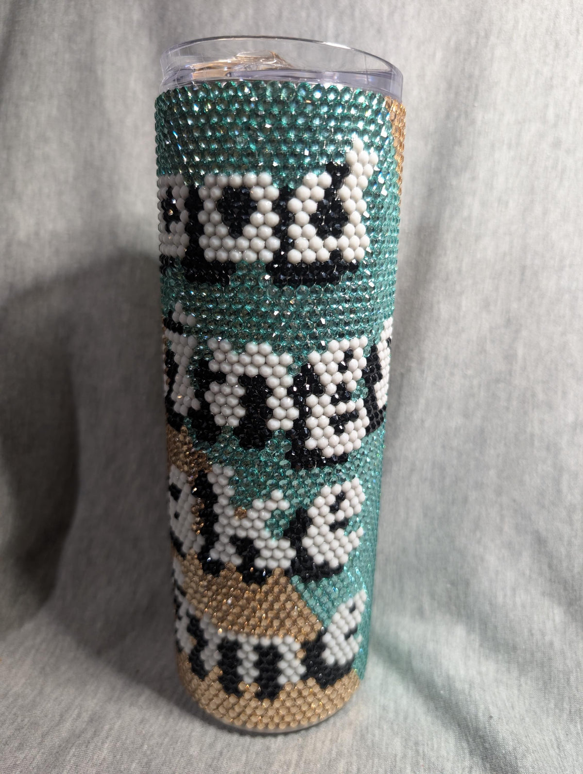 20 oz  Good things take time Rhinestone skinny tumbler