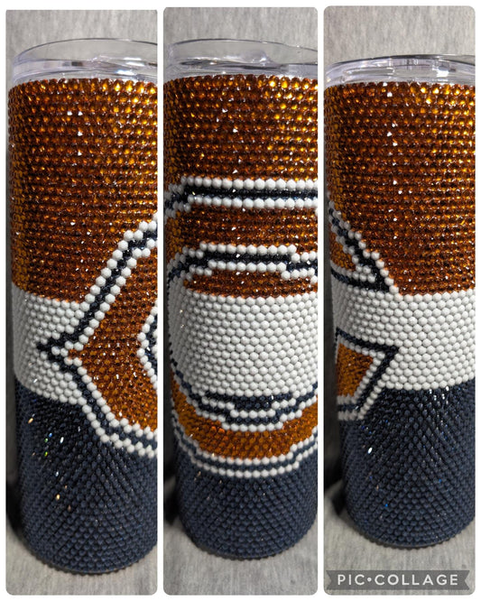 Chicago Football Team Rhinestone 20 oz skinny tumbler