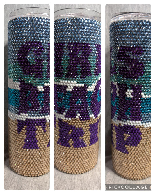 Girls Beach Trip Rhinestone skinny tumbler