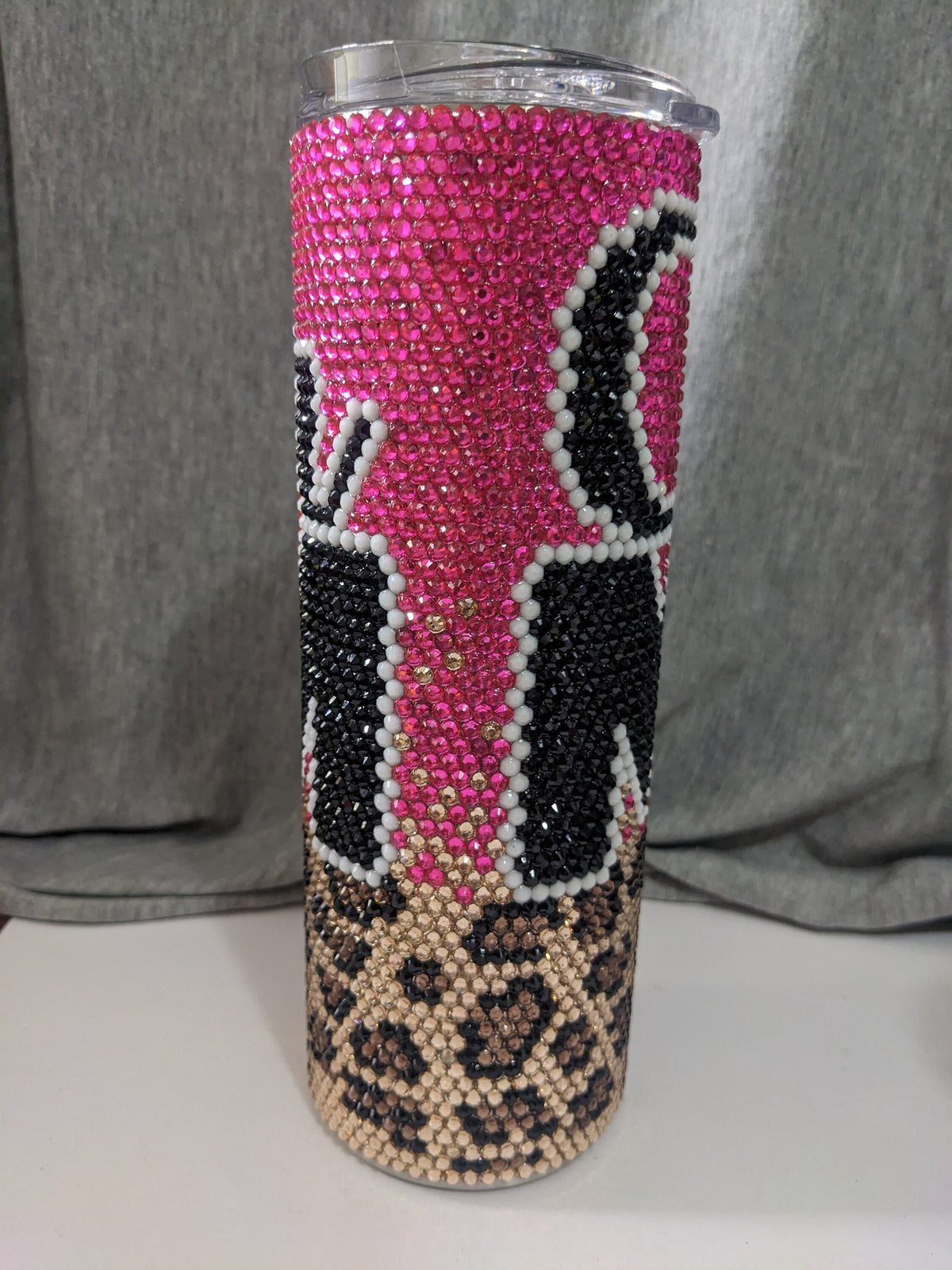 Leopard Cheer Mom Rhinestone 20 oz skinny tumbler