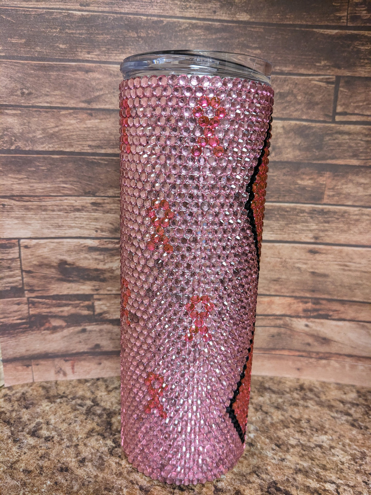 20 oz Cancer Awareness Rhinestone skinny tumbler