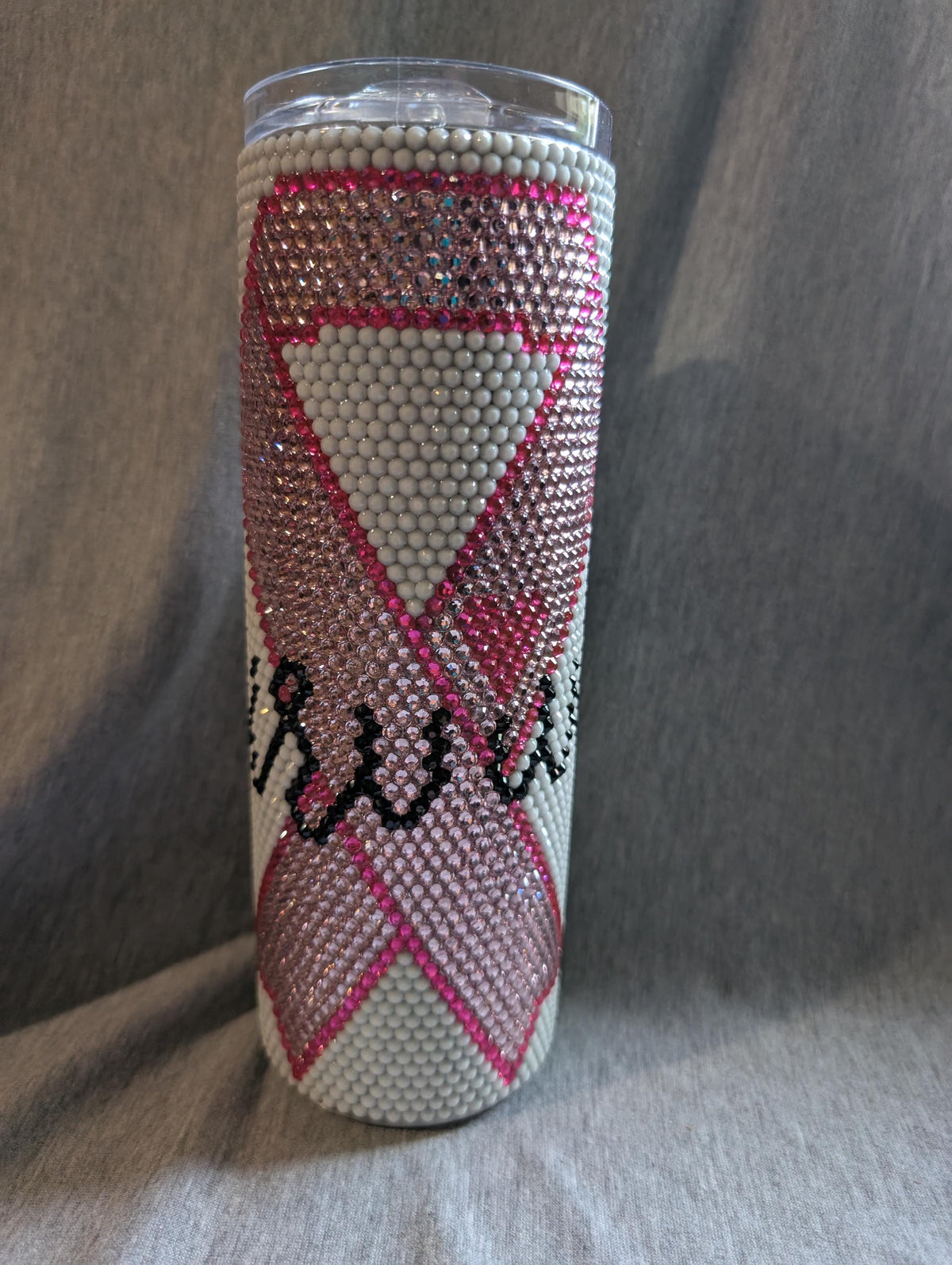 20 oz Cancer Survivor Rhinestone skinny tumbler